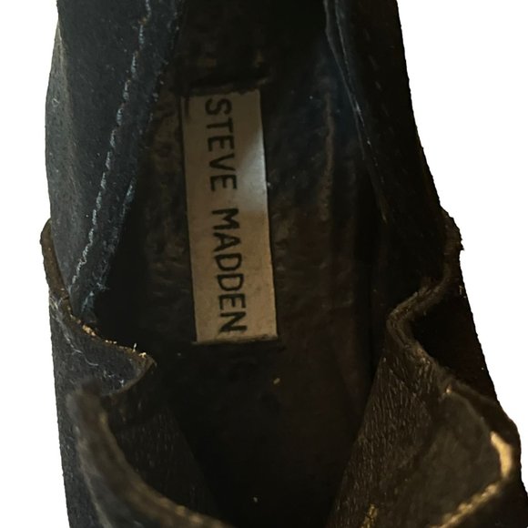Steve Madden Suede Cut Out Pointed Toe Bootie Leather Black Size 8 - Picture 9 of 12